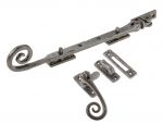 Monkey / Rat Tail Window Latch & 10" Stay set in Dark Pewter Cast Iron (VF19/20)